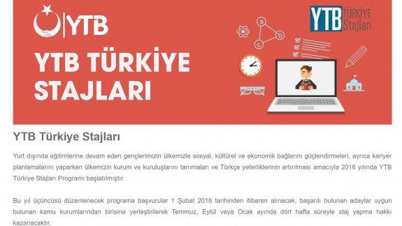 YTB Türkiye Stajları Başvuruları Başladı!